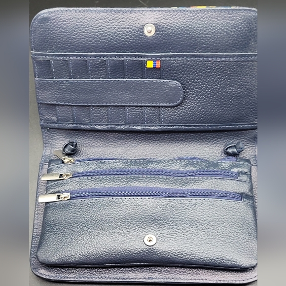 NWOT Hand Painted Leather Crossbody Wallet - Picture 3 of 8